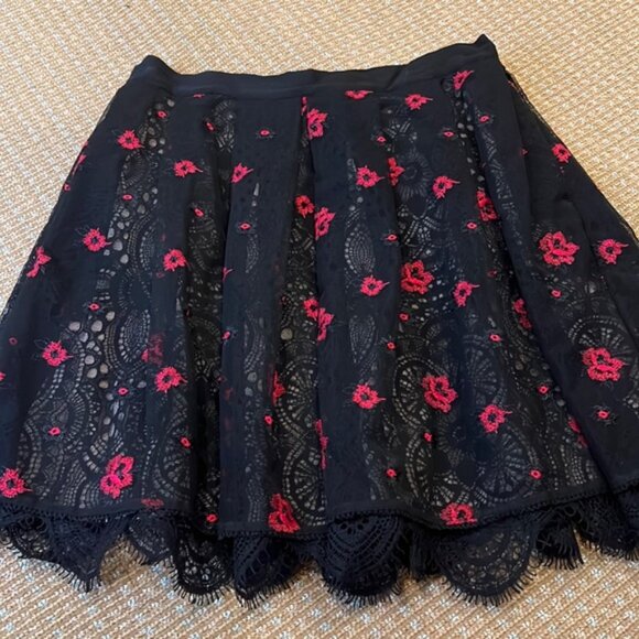 BNWOT The Kooples Floral Black Lace Tulle Mini Skirt, Size FR 1 (S) - Picture 4 of 8
